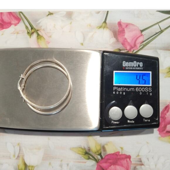 SU IN 925 Sterling Silver Round Hoop Huggie Earrings Large Classic Signed Lot - Picture 6 of 9